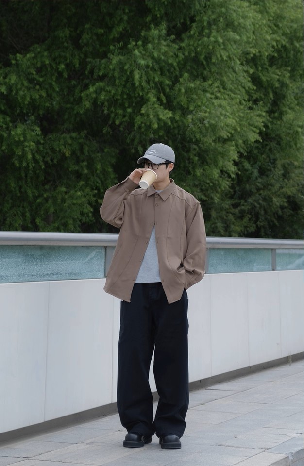 原创男装日系立体裁剪肌理感长袖衬衫男秋季宽松休闲衬衣